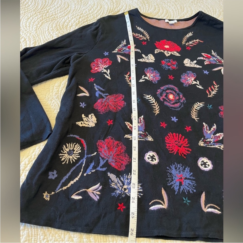 JJILL Floral Embroidered Black Knit Sweater XL - Picture 7 of 13